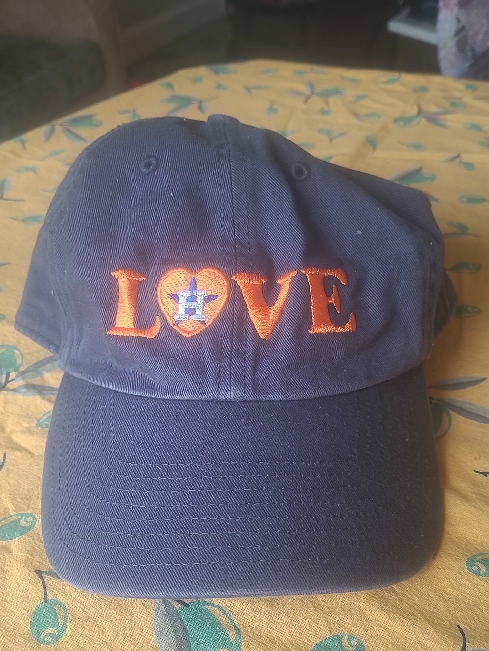 47 Brand Navy Baseball Cap with Orange LOVE Embroidery Houston Astros